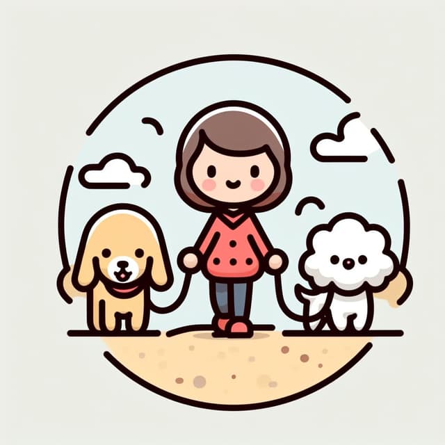 Happy dogs being walked